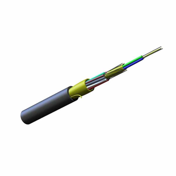 12 Fiber Indoor/Outdoor Fiber Optic Cable, Singlemode, 9/125, Black, Riser